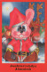 Bonne Année Noël LAPIN Vintage Carte Postale CPSM #PAV070.A - Neujahr