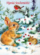 Neujahr Weihnachten KANINCHEN Vintage Ansichtskarte Postkarte CPSM #PAV051.A - Neujahr