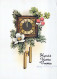 Bonne Année Noël HORLOGE DE TABLE Vintage Carte Postale CPSM #PAT988.A - Neujahr