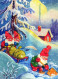 BABBO NATALE Buon Anno Natale GNOME Vintage Cartolina CPSM #PBB499.A - Santa Claus