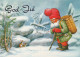 WEIHNACHTSMANN SANTA CLAUS Neujahr Weihnachten GNOME Vintage Ansichtskarte Postkarte CPSM #PBA725.A - Kerstman