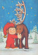 Buon Anno Natale BAMBINO Animale Vintage Cartolina CPSM #PBS982.A - Nieuwjaar