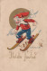 BABBO NATALE Buon Anno Natale GNOME Vintage Cartolina CPSMPF #PKD987.A - Santa Claus