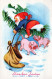 WEIHNACHTSMANN SANTA CLAUS Neujahr Weihnachten GNOME Vintage Ansichtskarte Postkarte CPSMPF #PKD859.A - Kerstman