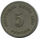 5 PFENNIG 1899 A ALEMANIA Moneda GERMANY #DB145.E.A - 5 Pfennig