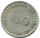 1/4 GULDEN 1967 ANTILLAS NEERLANDESAS PLATA Colonial Moneda #NL11546.4.E.A - Antille Olandesi