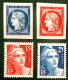 1949 FRANCE N 830 A 833 - CENTENAIRE DU TIMBRE - SANS GOMME - Usati