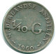 1/10 GULDEN 1960 NIEDERLÄNDISCHE ANTILLEN SILBER Koloniale Münze #NL12306.3.D.A - Niederländische Antillen