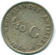 1/10 GULDEN 1960 NIEDERLÄNDISCHE ANTILLEN SILBER Koloniale Münze #NL12284.3.D.A - Netherlands Antilles