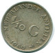 1/10 GULDEN 1960 NIEDERLÄNDISCHE ANTILLEN SILBER Koloniale Münze #NL12284.3.D.A - Nederlandse Antillen