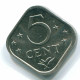 5 CENTS 1977 NETHERLANDS ANTILLES Nickel Colonial Coin #S12274.U.A - Niederländische Antillen