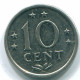 10 CENTS 1971 NETHERLANDS ANTILLES Nickel Colonial Coin #S13399.U.A - Nederlandse Antillen