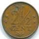 2 1/2 CENT 1976 ANTILLAS NEERLANDESAS Bronze Colonial Moneda #S10534.E.A - Antille Olandesi