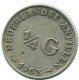 1/4 GULDEN 1963 NIEDERLÄNDISCHE ANTILLEN SILBER Koloniale Münze #NL11205.4.D.A - Niederländische Antillen