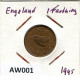 FARTHING 1945 UK GBAN BRETAÑA GREAT BRITAIN Moneda #AW001.E.A - B. 1 Farthing