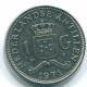 1 GULDEN 1971 ANTILLES NÉERLANDAISES Nickel Colonial Pièce #S11913.F.A - Netherlands Antilles