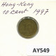 10 CENTS 1997 HONG KONG Moneda #AY549.E.A - Hong Kong