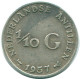 1/10 GULDEN 1957 ANTILLES NÉERLANDAISES ARGENT Colonial Pièce #NL12162.3.F.A - Antilles Néerlandaises