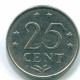 25 CENTS 1975 NETHERLANDS ANTILLES Nickel Colonial Coin #S11609.U.A - Niederländische Antillen