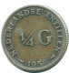 1/4 GULDEN 1956 ANTILLAS NEERLANDESAS PLATA Colonial Moneda #NL10937.4.E.A - Antille Olandesi