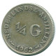 1/4 GULDEN 1962 ANTILLAS NEERLANDESAS PLATA Colonial Moneda #NL11127.4.E.A - Antilles Néerlandaises