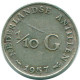 1/10 GULDEN 1957 ANTILLES NÉERLANDAISES ARGENT Colonial Pièce #NL12166.3.F.A - Antilles Néerlandaises