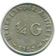 1/4 GULDEN 1962 NIEDERLÄNDISCHE ANTILLEN SILBER Koloniale Münze #NL11118.4.D.A - Antille Olandesi