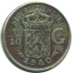 1/10 GULDEN 1940 NIEDERLANDE OSTINDIEN SILBER Koloniale Münze #NL13547.3.D.A - Niederländisch-Indien