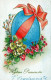 OSTERN FLOWERS EI Vintage Ansichtskarte Postkarte CPA #PKE178.DE - Ostern