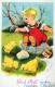 EASTER CHILDREN EGG Vintage Postcard CPA #PKE238.GB - Easter