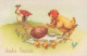 EASTER CHICKEN EGG Vintage Postcard CPA #PKE426.GB - Pâques