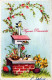 EASTER CHICKEN EGG Vintage Postcard CPA #PKE110.GB - Ostern