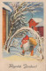 Happy New Year Christmas GNOME Vintage Postcard CPSMPF #PKD474.GB - Nouvel An