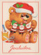 Happy New Year Christmas TEDDY BEAR Vintage Postcard CPSM #PAU670.GB - Año Nuevo