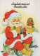 SANTA CLAUS ANIMALS CHRISTMAS Holidays Vintage Postcard CPSM #PAK641.GB - Santa Claus