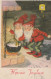 Buon Anno Natale GNOME Vintage Cartolina CPSMPF #PKG545.IT - New Year