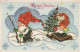 Buon Anno Natale GNOME Vintage Cartolina CPSMPF #PKG478.IT - Año Nuevo