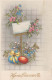 PASQUA FIORI UOVO Vintage Cartolina CPA #PKE179.IT - Pasqua