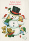 Buon Anno Natale PUPAZZO Vintage Cartolina CPSM #PBM538.IT - New Year