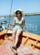 1975 BIKINI FEMME WOMAN BOAT ALGARVE PORTUGAL 35mm AMATEUR DIAPOSITIVE SLIDE Not PHOTO No FOTO Nb4140 - Dias