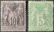 R1311/3143 - FRANCE - SAGE TYPE I N°102 Et 103 - CàD - 1876-1878 Sage (Typ I)