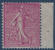 France Semeuse N°202a* (froissure De Gomme D'origine) BDFeuille 75c Lilas Rose Au Type II Un Timbre Rare En Neuf ! - 1903-60 Semeuse A Righe