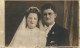 Souvenir Photo Postcard Wedding Bride Groom Glasses - Marriages