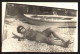 Pretty Swimsuit Woman Girl Laying On Beach Hairy Armpit Old Photo 9x6 Cm #39850 - Personnes Anonymes