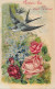 CPA- CARTE FANTAISIE.- OISEAU - Carte Gaufrée - Hirondelle -  PORTEZ-LUI  MES VOEUX. - Vogels