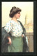 Cartolina Italienerin In Gepunkteter Bluse Mit Schultertuch  - Unclassified