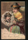 Künstler-AK Bayerin Mit Portrait Ludwig II. Im Edelweisskranz, Gedicht  - Familles Royales