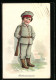 Lithographie Kleiner Soldat Im Wallenstillstand, Kinder Kriegspropaganda  - Weltkrieg 1914-18