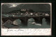 Mondschein-Lithographie Pirna, Flusspartie Mit Brücke Und Dampfer  - Pirna