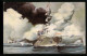 Künstler-AK Christopher Rave: S.M. Küstenpanzer Siegfried Im Manöver  - Warships